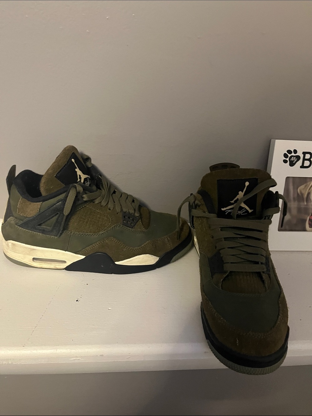 Jordan Men's Olive Green Suede & Leather Sneakers (limited edition)